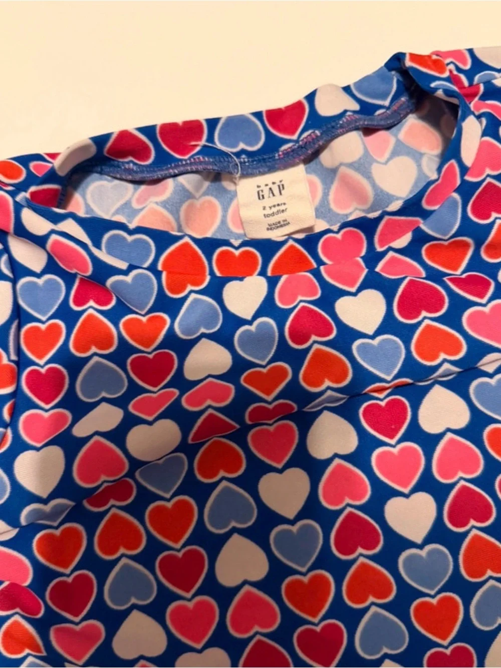 Girls' Heart & Floral Swim Tops - Blue, Pink & Red